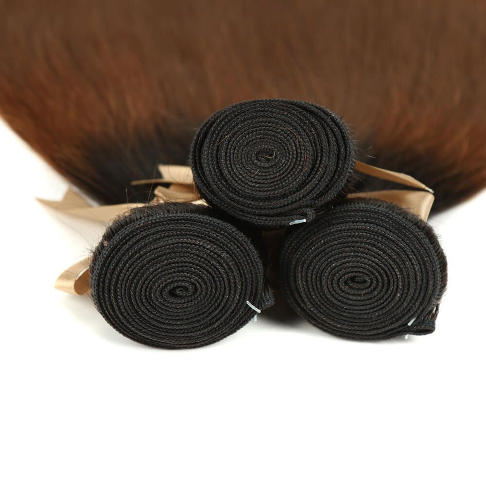 QVR Remy Human Hair 3 Bundles Straight Hair T1B/30