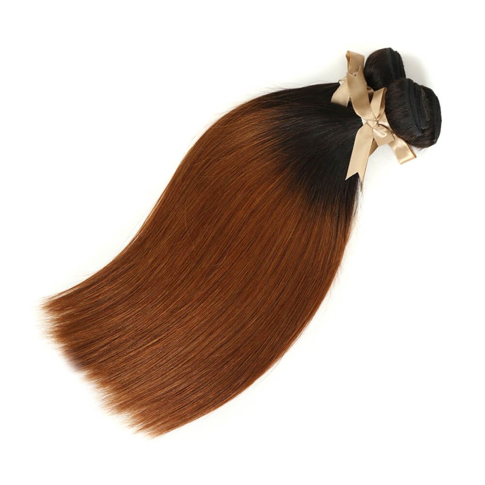 QVR Remy Human Hair 3 Bundles Straight Hair T1B/30