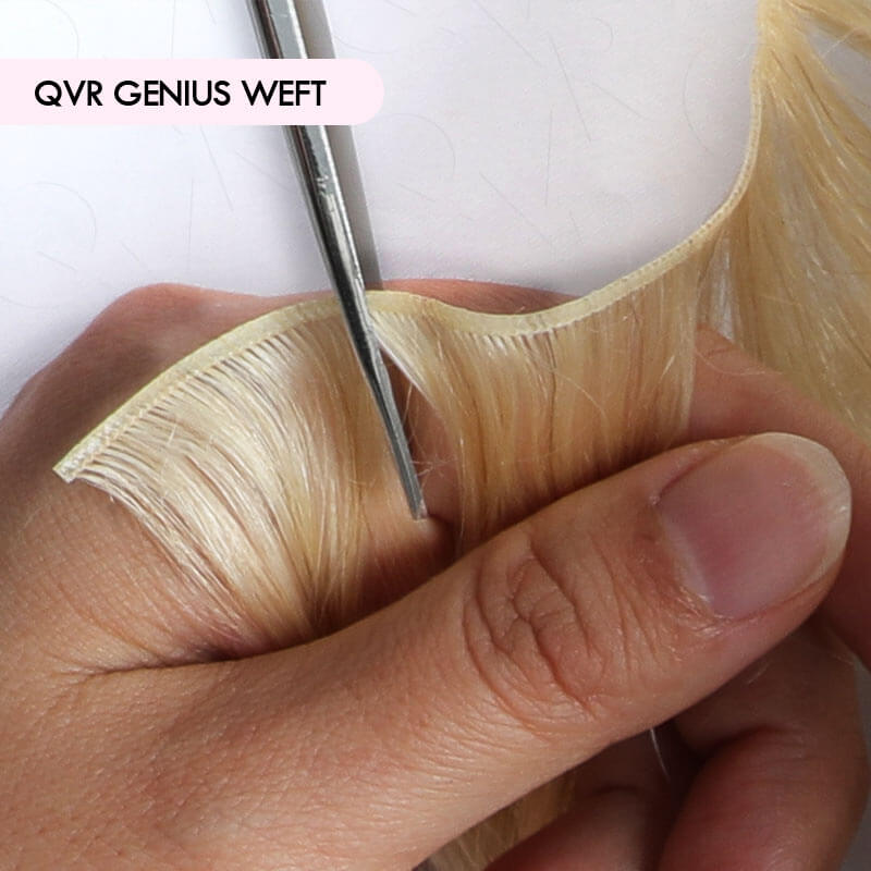 QVR Quick Weave Human Hair Bundles Blonde Straight Invisible Genius Weft Sew In Hair Extensions