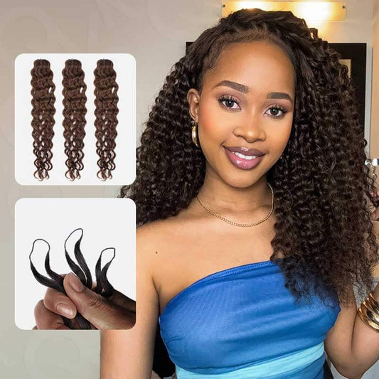 QVR Dark Brown #4 Water Wave Soft Feather Crochet Braids Human Hair Extensions