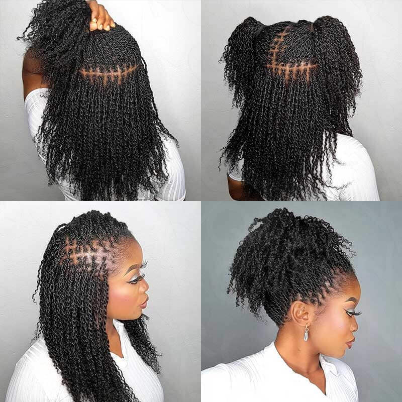QVR Knotless Boho Island Twists with 100% Human Hair Curls
