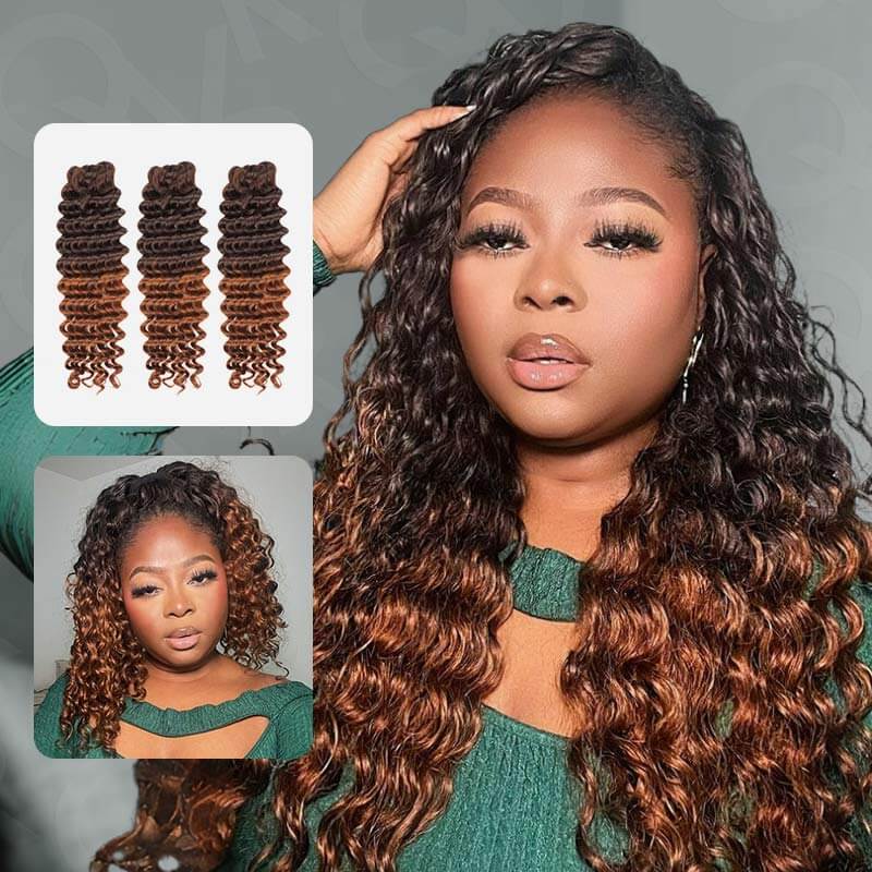 CLEARANCE SALE| #T2/30 Color Deep Wave Feather Crochet Braid Human Hair