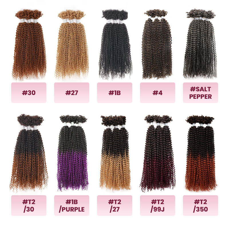 QVR T1B/Purple Afro Kinky V Bulk Ombre Color for Kinky Twist Crochet Braiding Hair