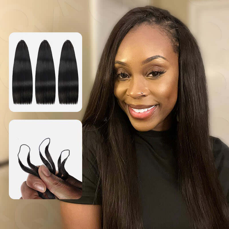 CLEARANCE SALE| Soft Natural Black Straight Feather Crochet Braid Human Hair