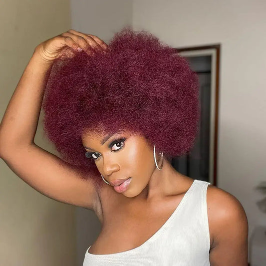50% OFF|99J Burgundy Color Afro Kinky Bulk Human Hair