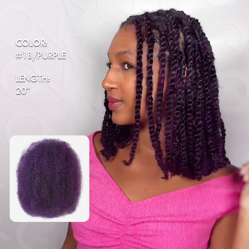 US Only|QVR Mix #1B/Purple Afro kinky Bulk Human Hair