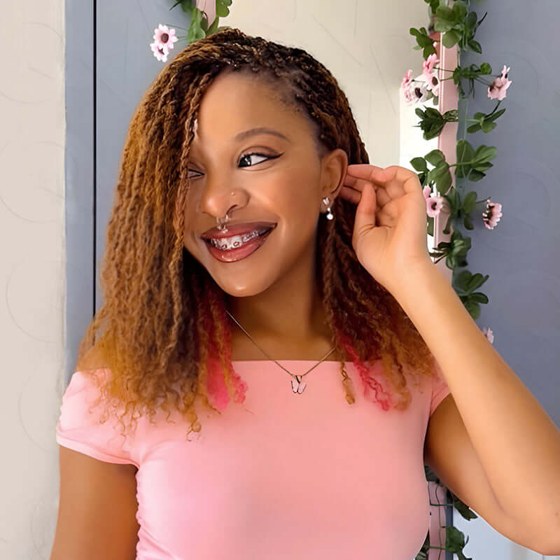 QVR Highlight Two Colors #30+#Pink Afro Kinky Bulk Human Hair For Braiding DreadLock