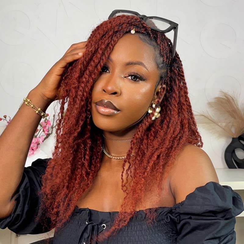 QVR 1 Pack Reddish Brown Color Afro Kinky Bulk Human Hair
