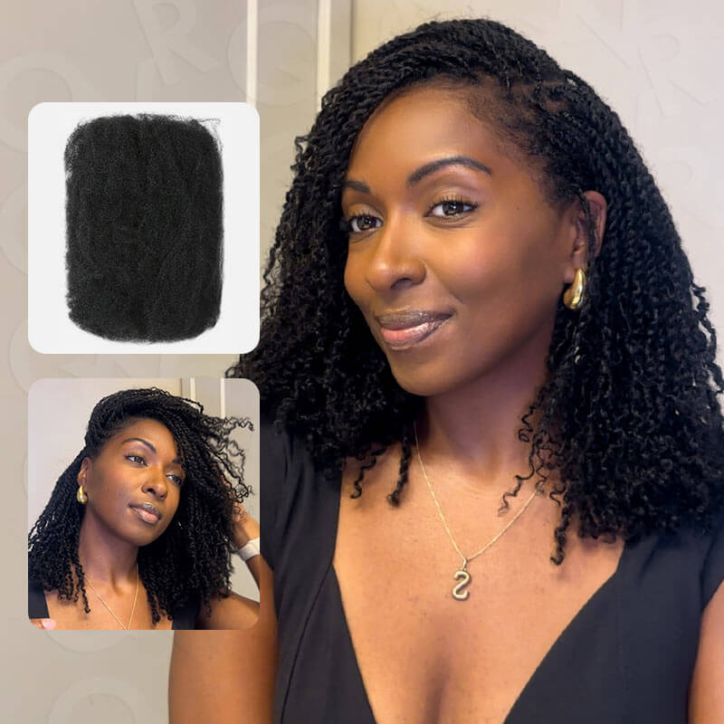 QVR Affordable Afro Kinky Bulk Human Hair Auburn Color For Braiding DreadLock