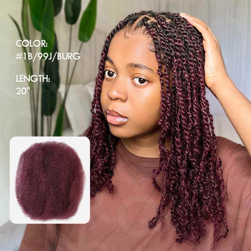 QVR 1 Pack #1B/99J/Burgundy Afro Kinky Bulk Human Hair