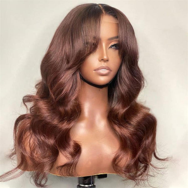 QVR Reddish Brown 13x4 Lace Body Wave Wig 4x4 Lace Human Hair Wigs