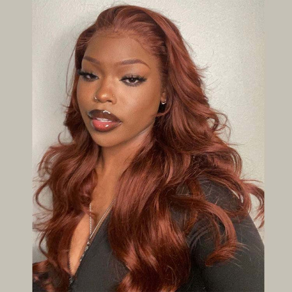 QVR Reddish Brown 13x4 Lace Body Wave Wig 4x4 Lace Human Hair Wigs