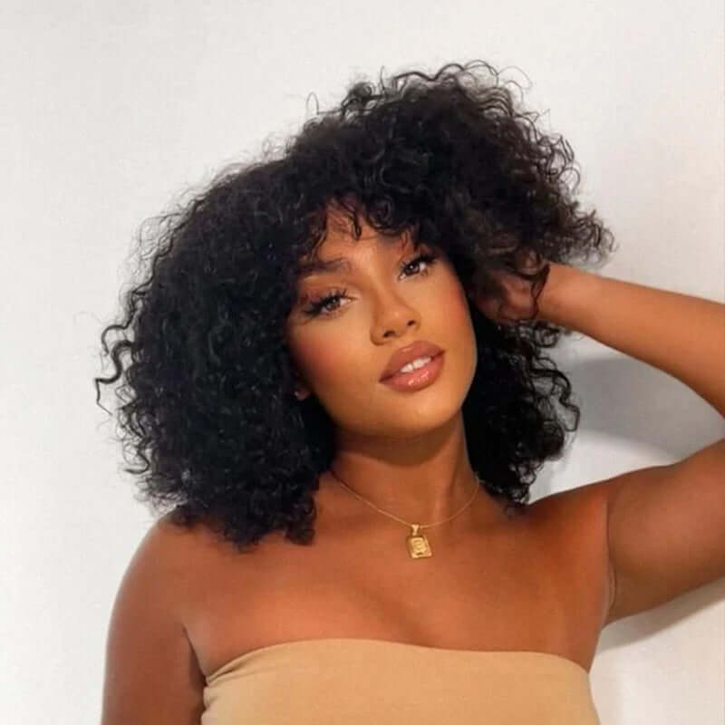 BOGO|Water Wave Short Pixie Bob Cut Wigs With Bangs