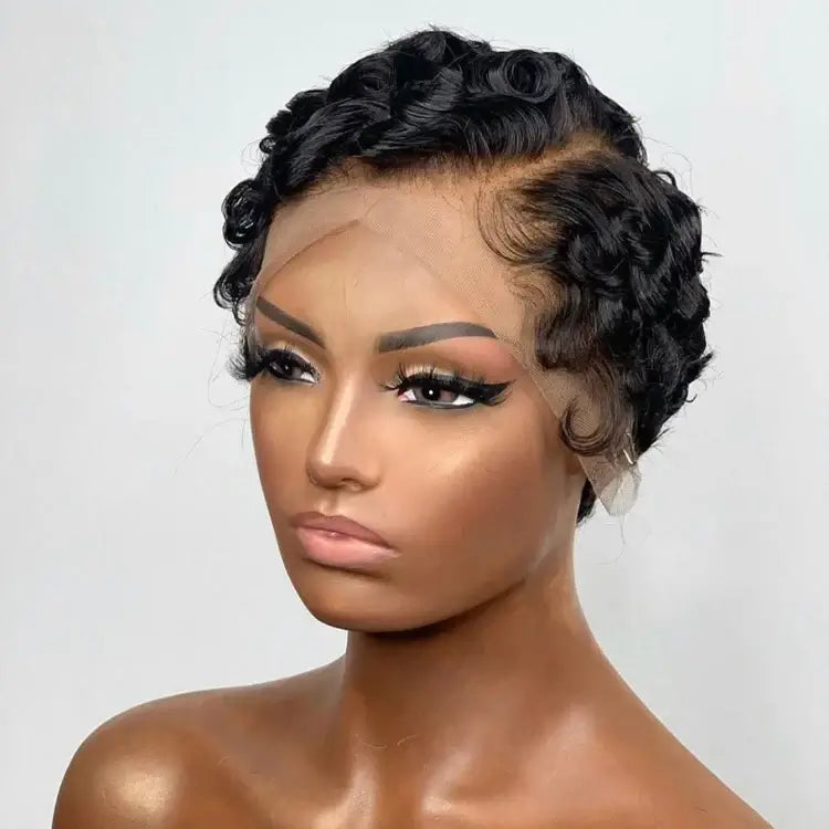 QVR New Ocean Wave Short Pixie Cut 13x4 Lace Frontal Wig