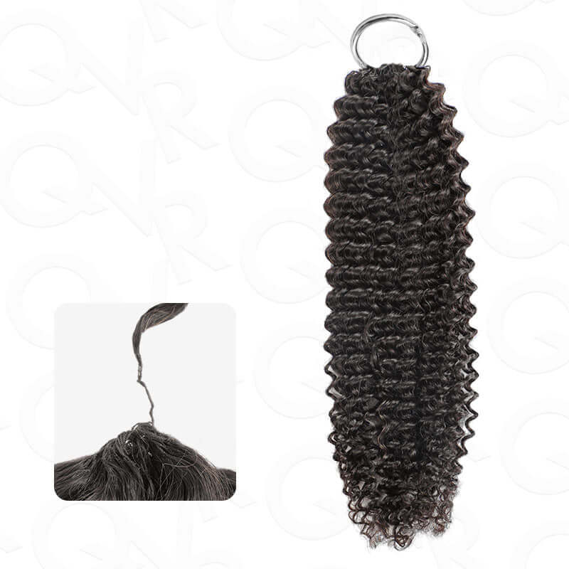 QVR Highlight Brown Small Kinky Curly Feather Crochet Hair Machine Made Feather Human Hair Extension