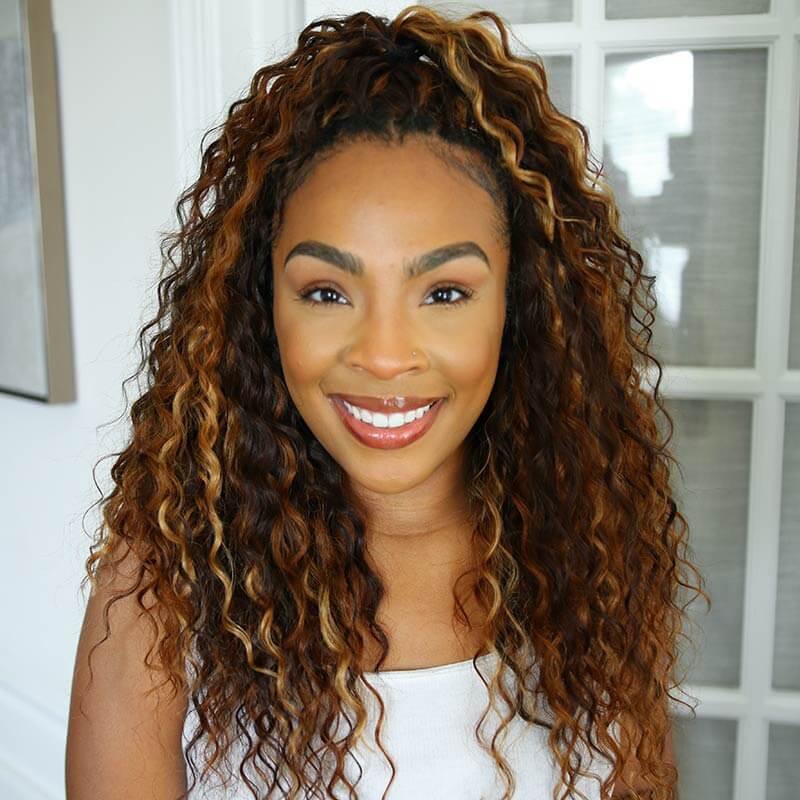 CLEARANCE SALE| Ombre Color Water Wave Brown Highlight Feather Human Hair Extensions