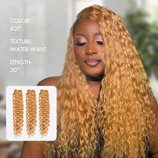 QVR #27 Water Wave Handmade Feather Crochet Human Hair Extensions