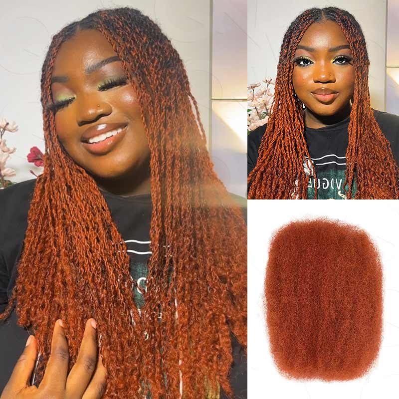 MATCH SALE|QVR Dark Orange Afro Kinky Bulk Human Hair