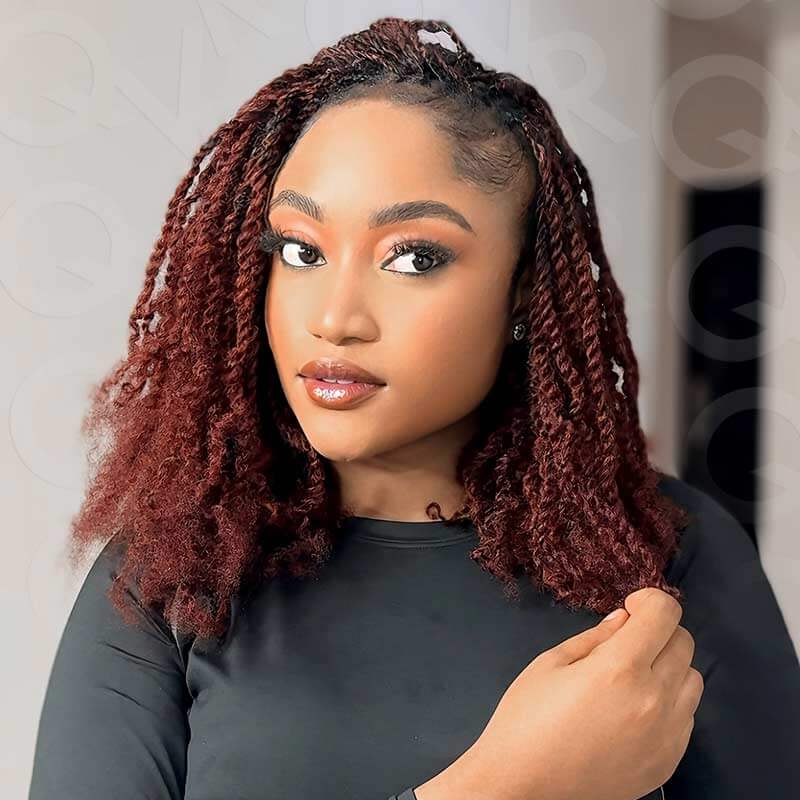 IG Exclusive|Reddish Brown Color Afro Kinky Bulk Human Hair For Braiding