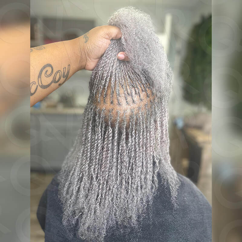 QVR 1 Pack Grey Color Afro kinky Bulk Human Hair