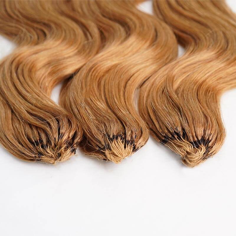 QVR Honey Blonde #27 Crochet Hair Body Wave Machine Made Feather Human Hair Extension