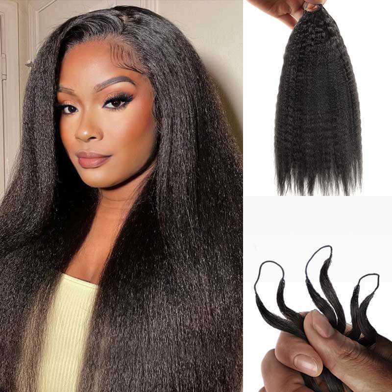 QVR 1 Pack Handmade Feather Crochet Braid Natural Black Human Hair Extensions