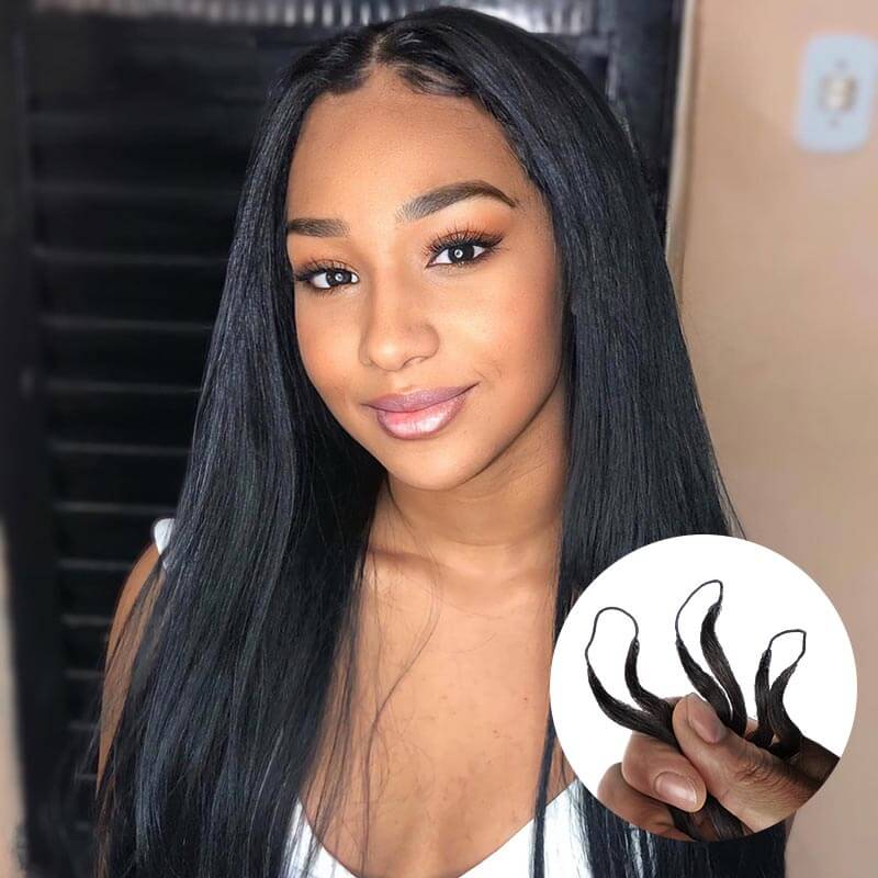 QVR 1 Pack Handmade Feather Crochet Braid Natural Black Human Hair Extensions