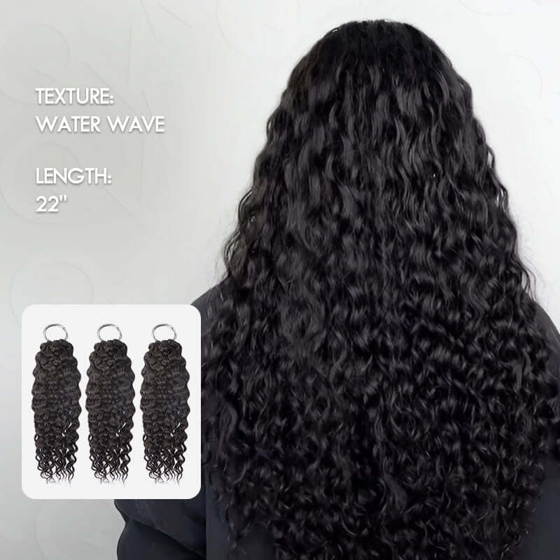 New User Only|QVR Water Wave Feather Crochet Human Hair Natural Black Hair Extensions