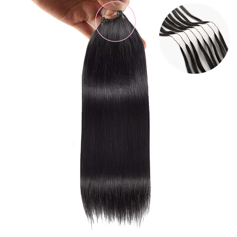 QVR Soft Natural Black Straight Feather Crochet Braid Human Hair Extensions