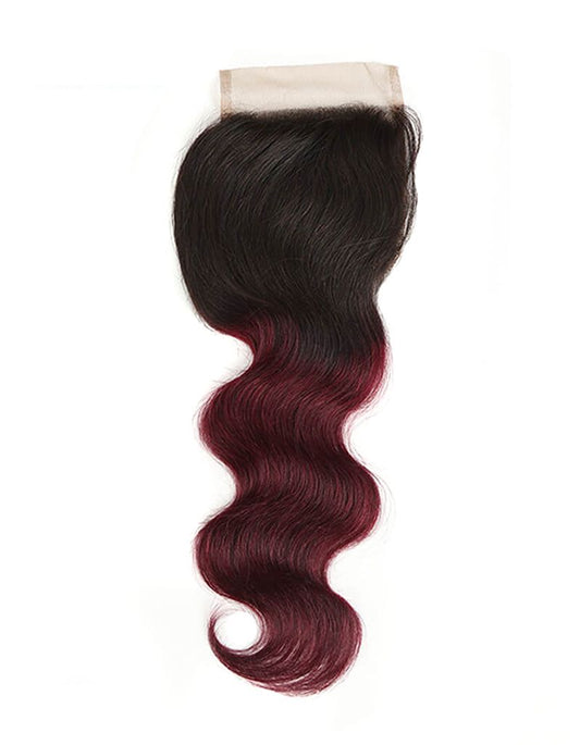 QVR Remy Human Hair 4x4 Closure Body T1B/99J