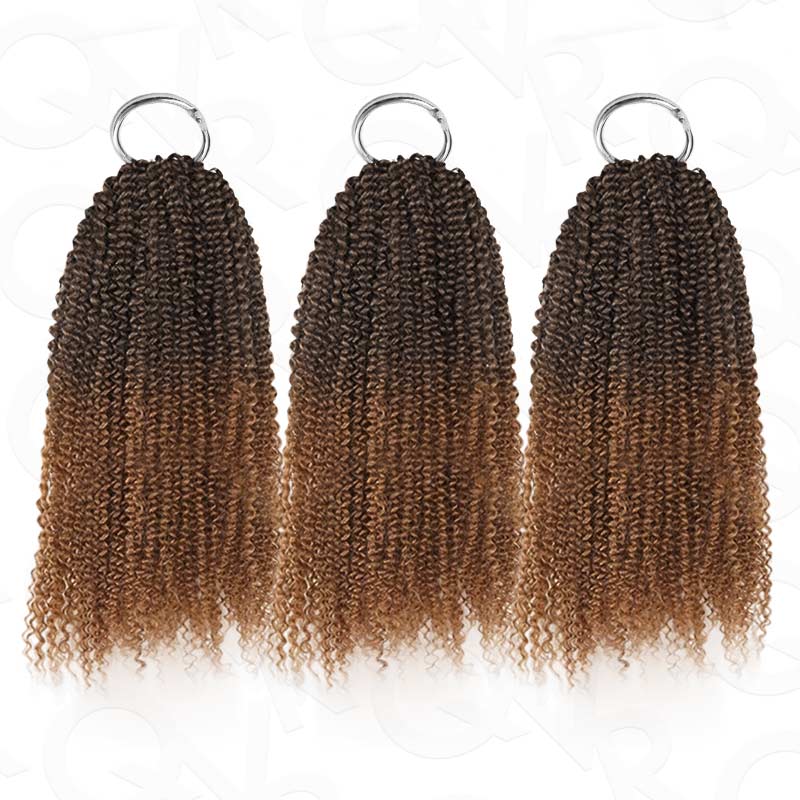 US Only|QVR #T2/30 Afro Kinky Curly Feather Crochet Human Hair