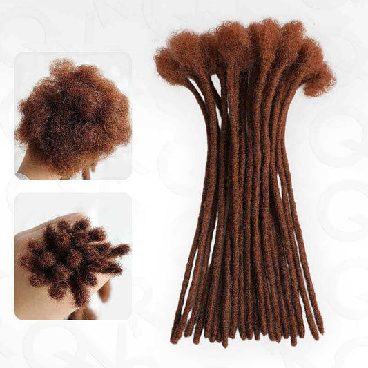 QVR Handmade Dreadlocks Reddisn Brown #33 Thickness 0.6cm Human Hair Loc Extensions