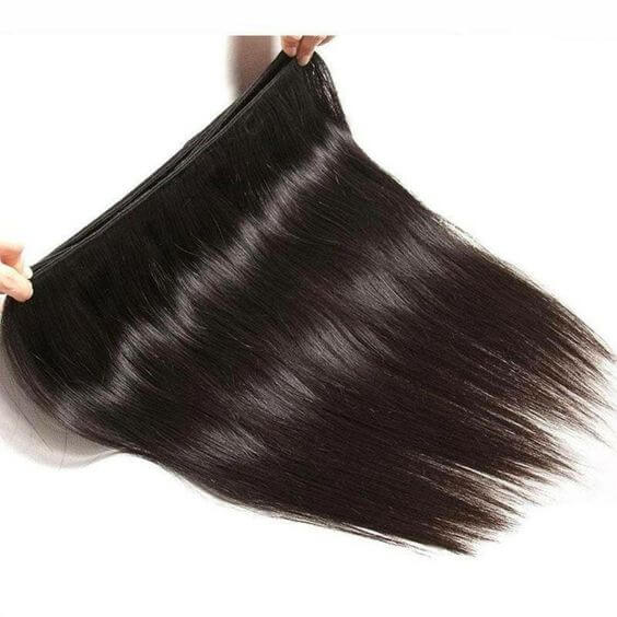 QVR Unprocessed Silk Straight Human Hair Bundles 3 Bundles Natural Color Hair Weave