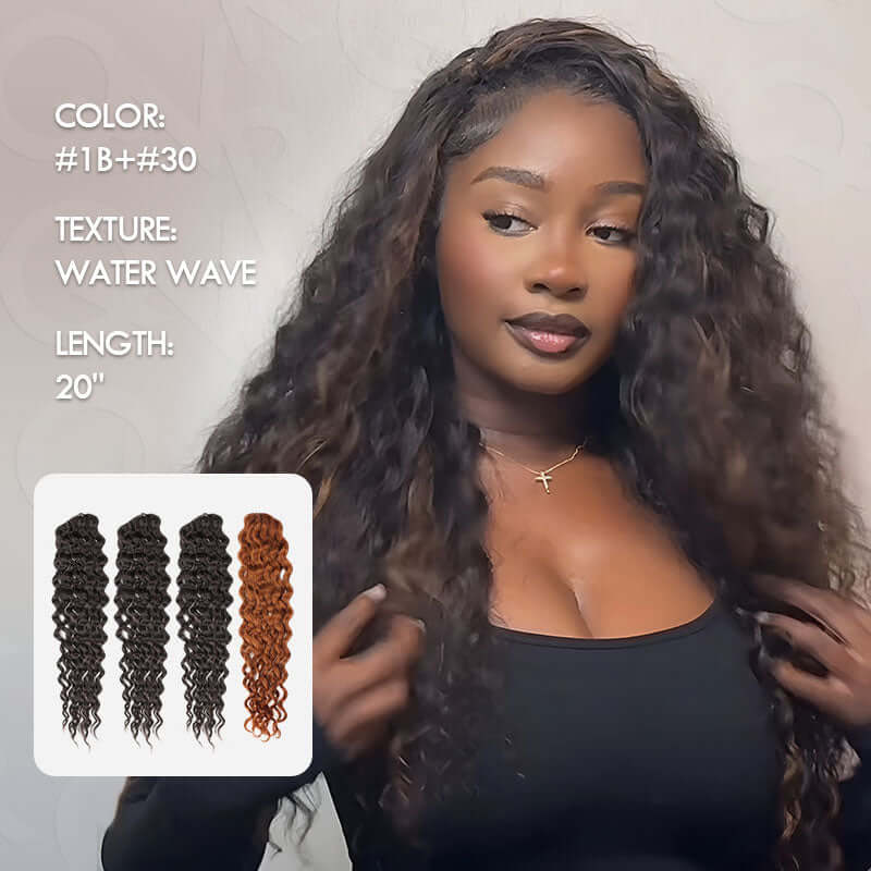 QVR 1 Pack Muti-Color Water Wave Crochet Braid Human Hair Extensions