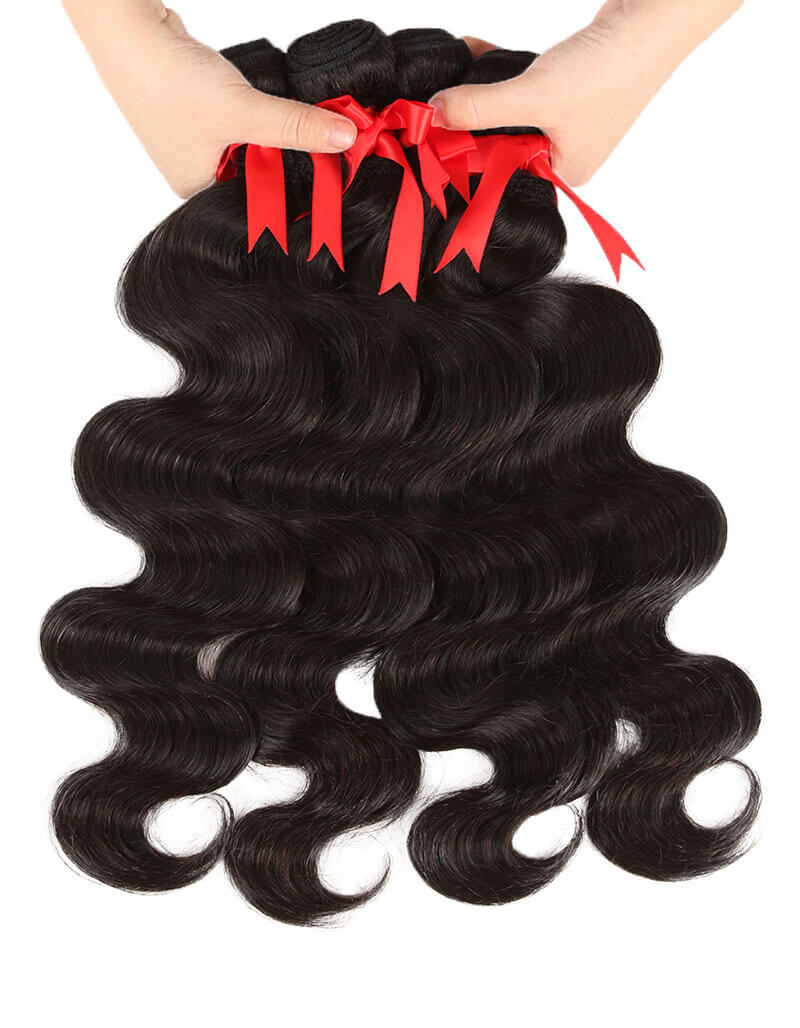 QVR Malaysian Virgin Human Hair Bundles Natural Color Body Wave 4 Bundles