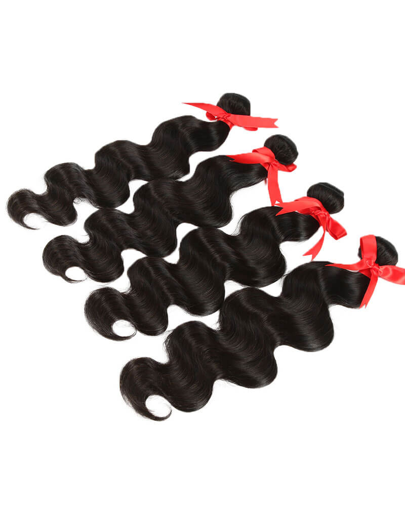 QVR Malaysian Virgin Human Hair Bundles Natural Color Body Wave 4 Bundles