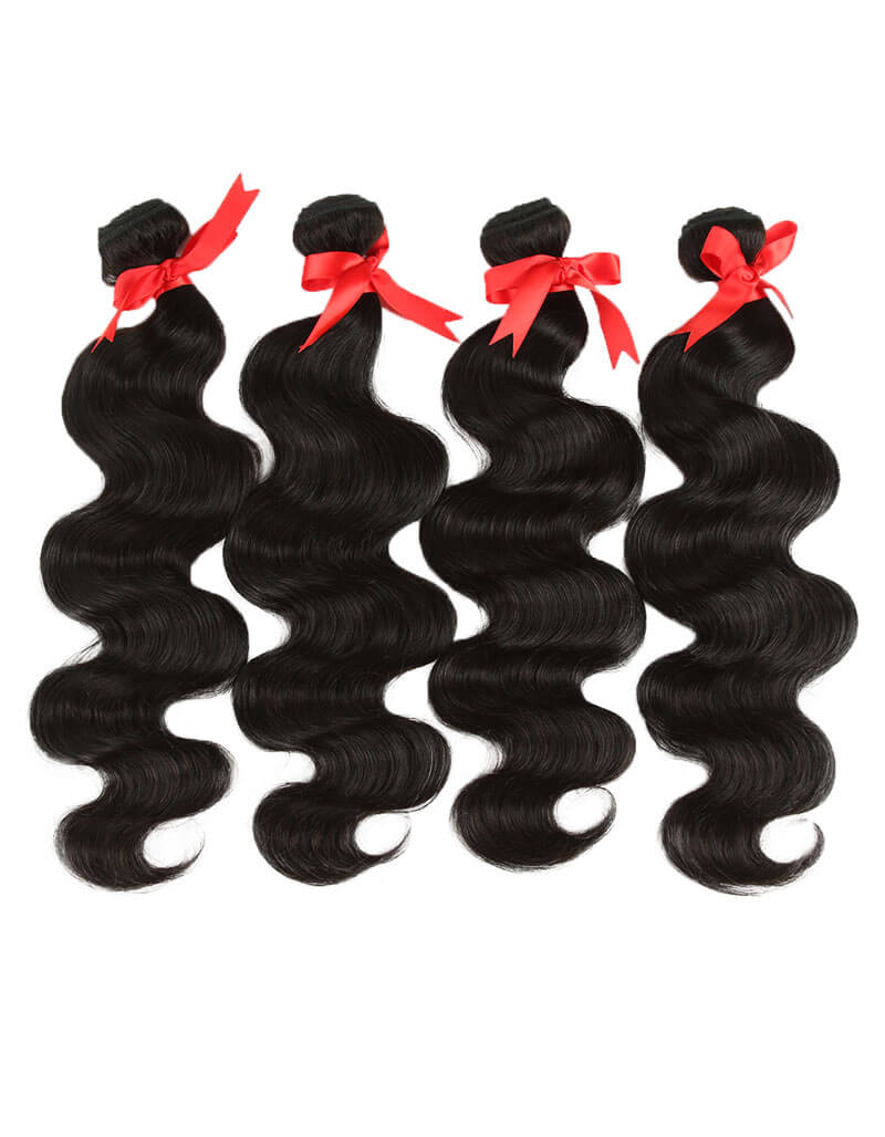 QVR Malaysian Virgin Human Hair Bundles Natural Color Body Wave 4 Bundles