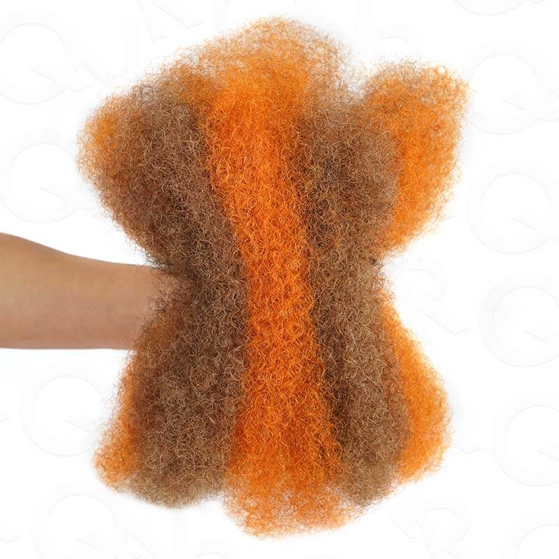 QVR 2 In 1 Afro Kinky Bulk Two Colors #6/SOrange4 Human Hair For Braiding Dreadlock Hair