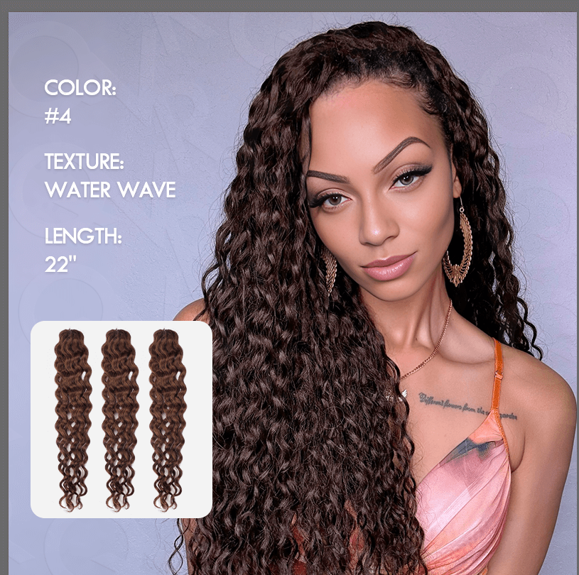 QVR Dark Brown #4 Water Wave Soft Feather Crochet Braids Human Hair Extensions