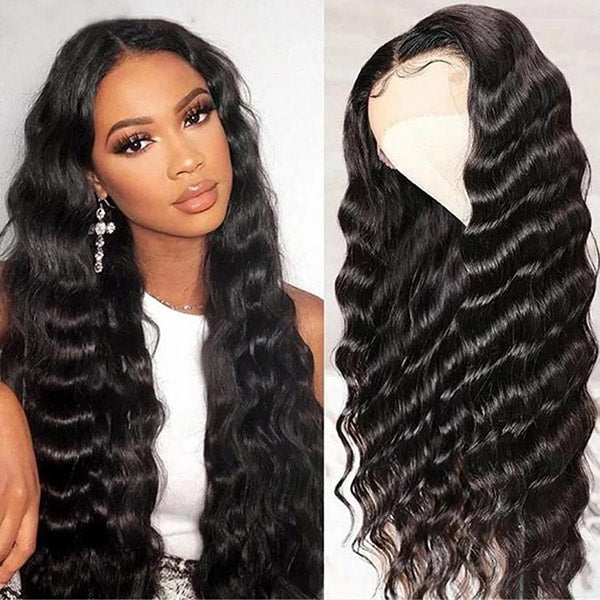 QVR Glueless Loose Deep Wave 4x4 13x4 Lace Front Wig Human Hair Affordable HD Lace Wigs