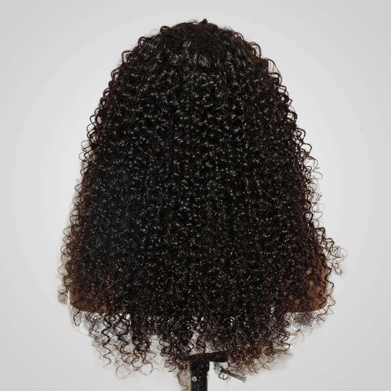QVR Highlight Curly No Lace Piano #4/27 Color Glueless Machine Made Wig With Bangs