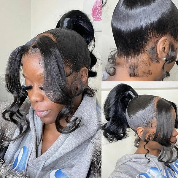 QVR Loose Wave Full Lace Wig Handmade Natural Black Human Hair Knotless Wigs
