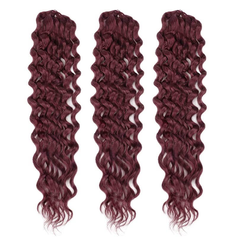 CLEARANCE|#99J Burgundy Water Wave Handmade Crochet Braid Human Hair
