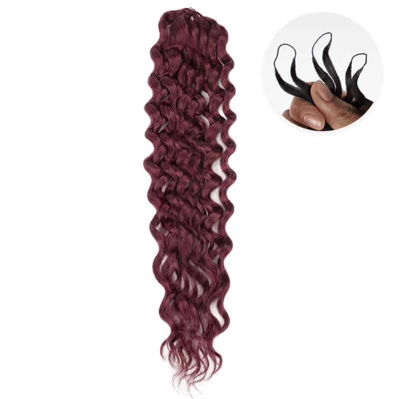 CLEARANCE|#99J Burgundy Water Wave Handmade Crochet Braid Human Hair