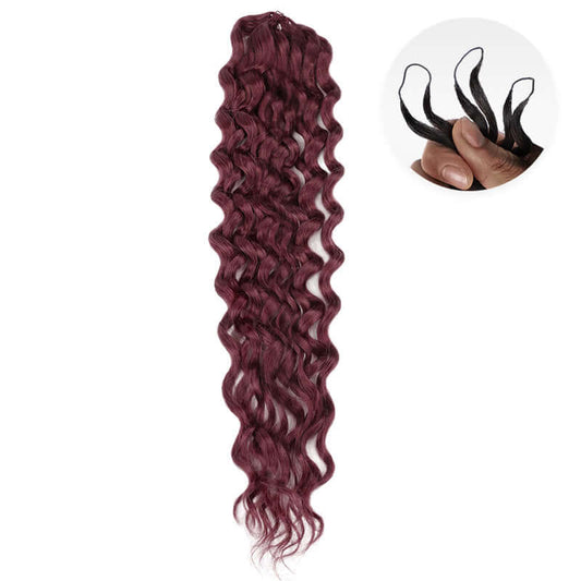 CLEARANCE|#99J Burgundy Water Wave Handmade Crochet Braid Human Hair